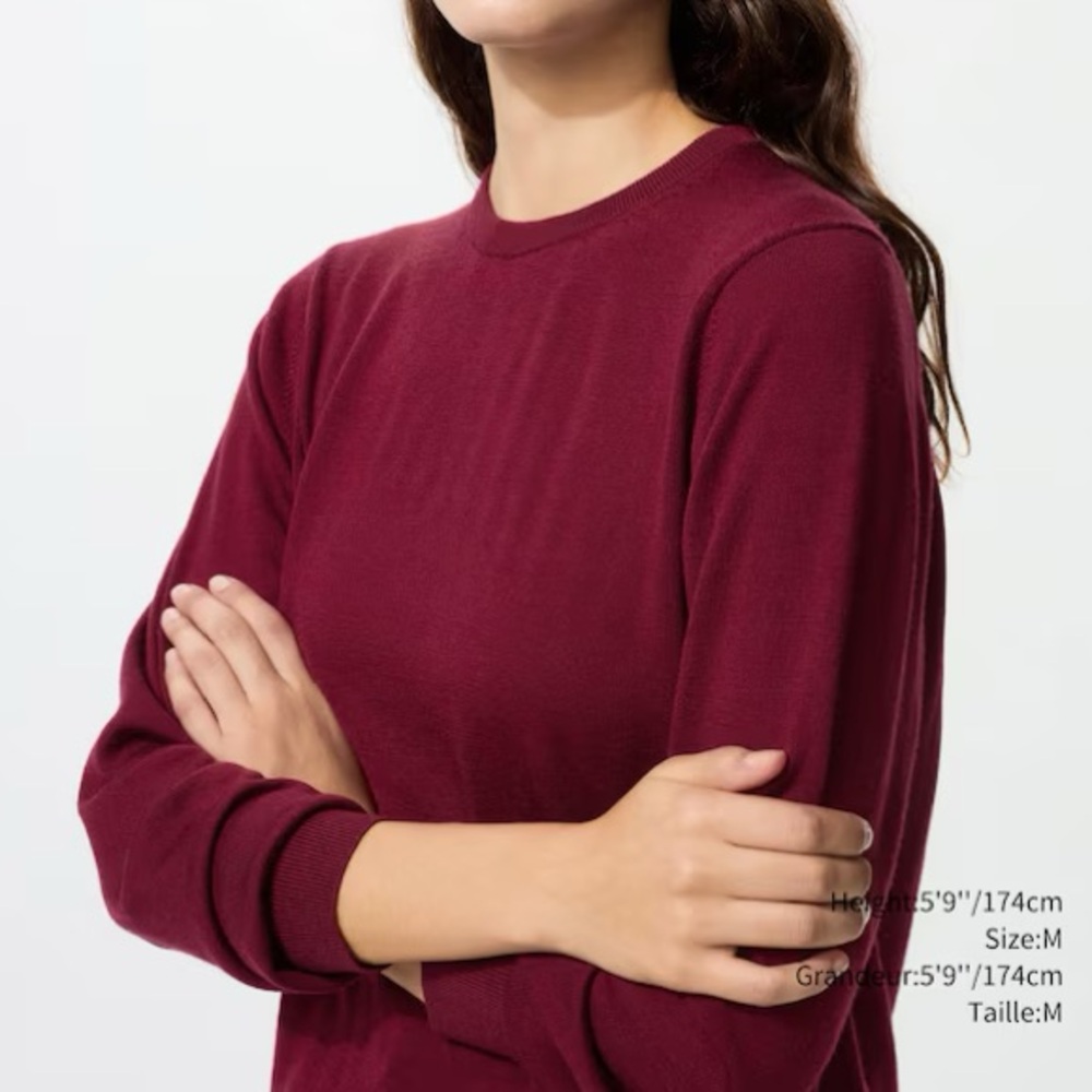 Uniqlo Red Merino Crew Neck Sweater